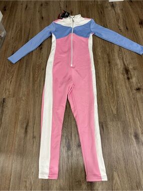 Colorblock Kids One-Piece Zip Bodysuit in Pink, Blue & White